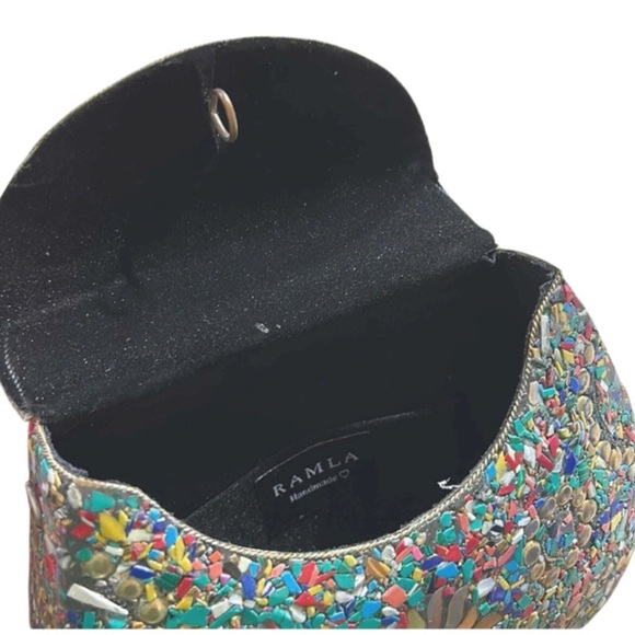 Ramla Boho Mosaic Chain Bag I Beaded Stone Crossbody |Festival Statement Purse - Picture 7 of 8